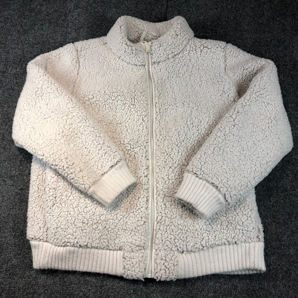 Vintage America Cream Sherpa Jacket 1X Full Zip Plush Cozy Soft Coat - Picture 1 of 5